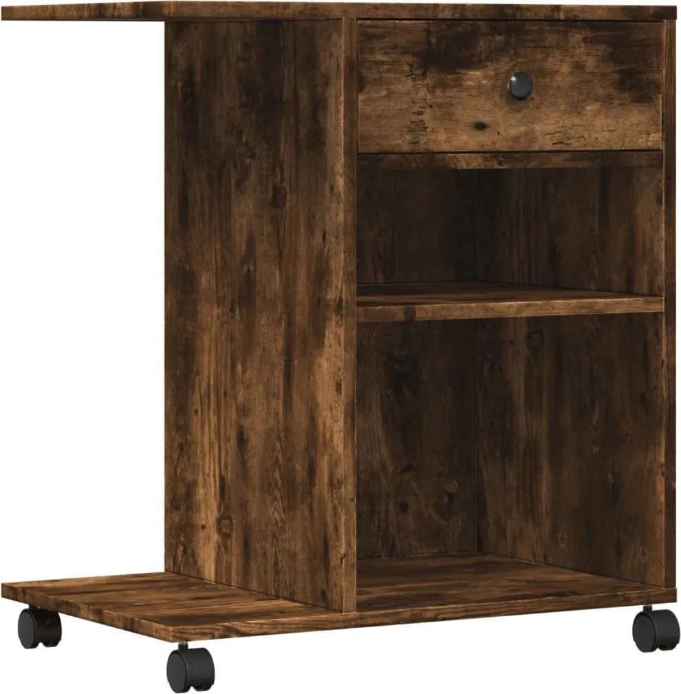 vidaXL Suport pentru imprimantă cu roți, stejar fumuriu, 60x40x68,5 cm