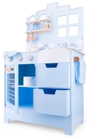 Bucătărie din lemn cu accesorii New Classic Toys albastru