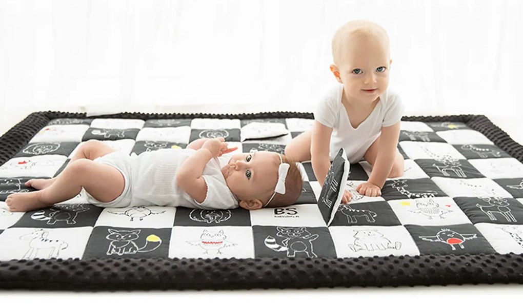 Covor de joaca termoizolant pentru bebe, activitati senzorial ,   Contrast 120x140cm