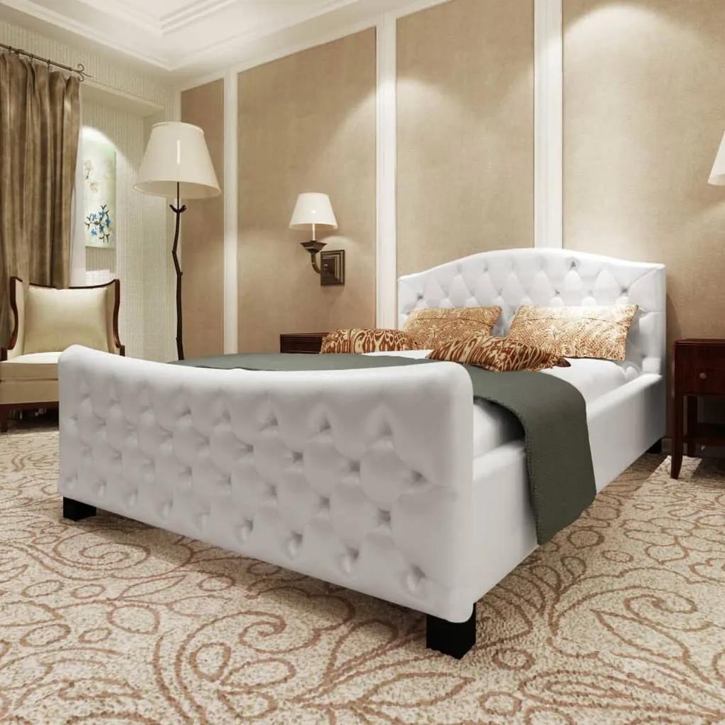 244256 vidaXL Cadru de pat din piele artificială 180 x 200 cm, alb
