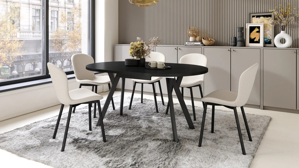 MAZZONI EXPORT FIORA Bej (material Basel 24) - SCAUN MODERN TAPIȚAT PENTRU SALON/SUFRAGERIE LOFT