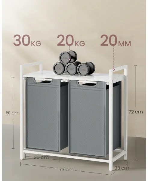 Coș de rufe REX alb/gri