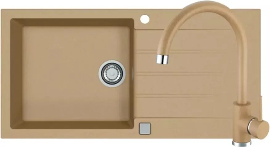 Set chiuveta bucatarie Alveus Cadit 50 bej 100x50 cm si baterie Kati monocomanda