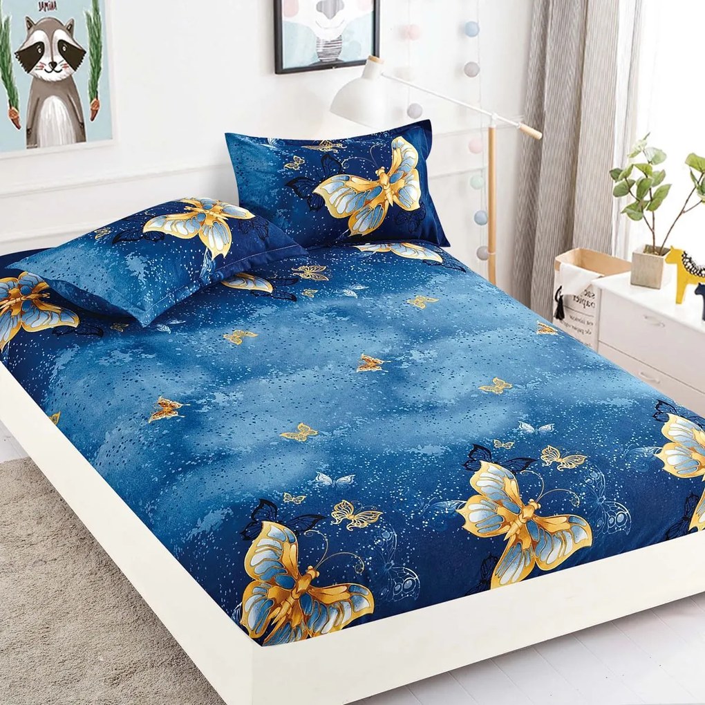 Lenjerie de pat 3 cu elastic 100% bumbac - a723 de la Onesleep
