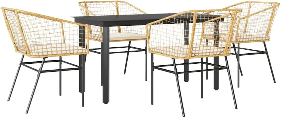 vidaXL Set mobilier de grădină cu perne 5 piese maro sticlă polirattan
