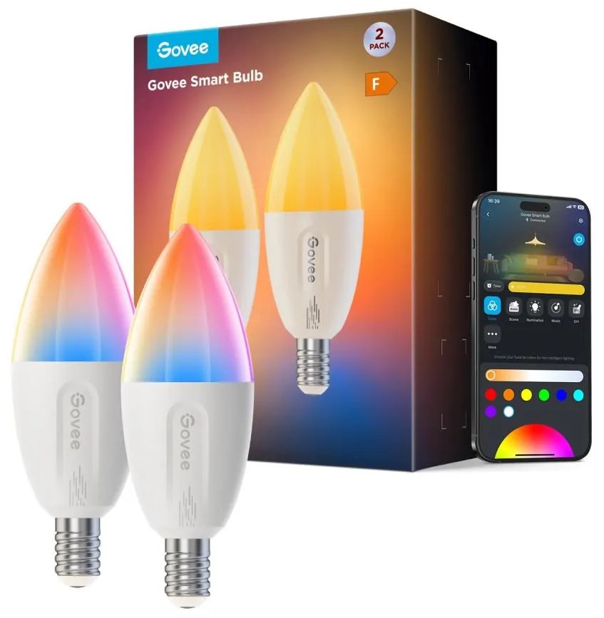 SET 2x bec LED RGBWW dimabil Govee E14/5W/230V 2700-6500K Wi-Fi