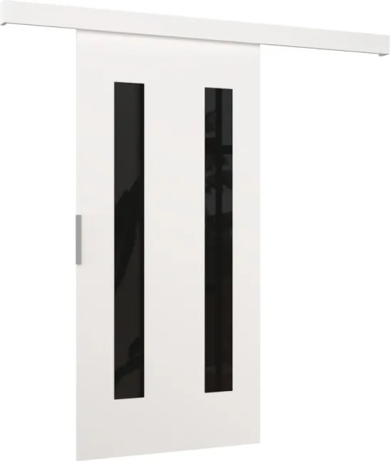 Usa glisanta Hers, ADRK Furniture (Latime: 86 cm, Culoare: Wenge /Negru Lacobel)