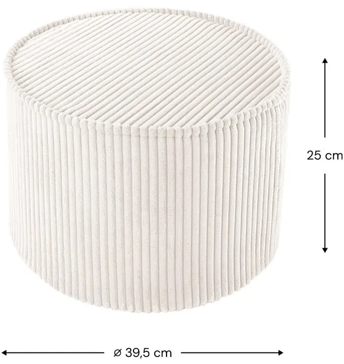 Puf de copii crem cu tapițerie din catifea reiată – Wigiwama