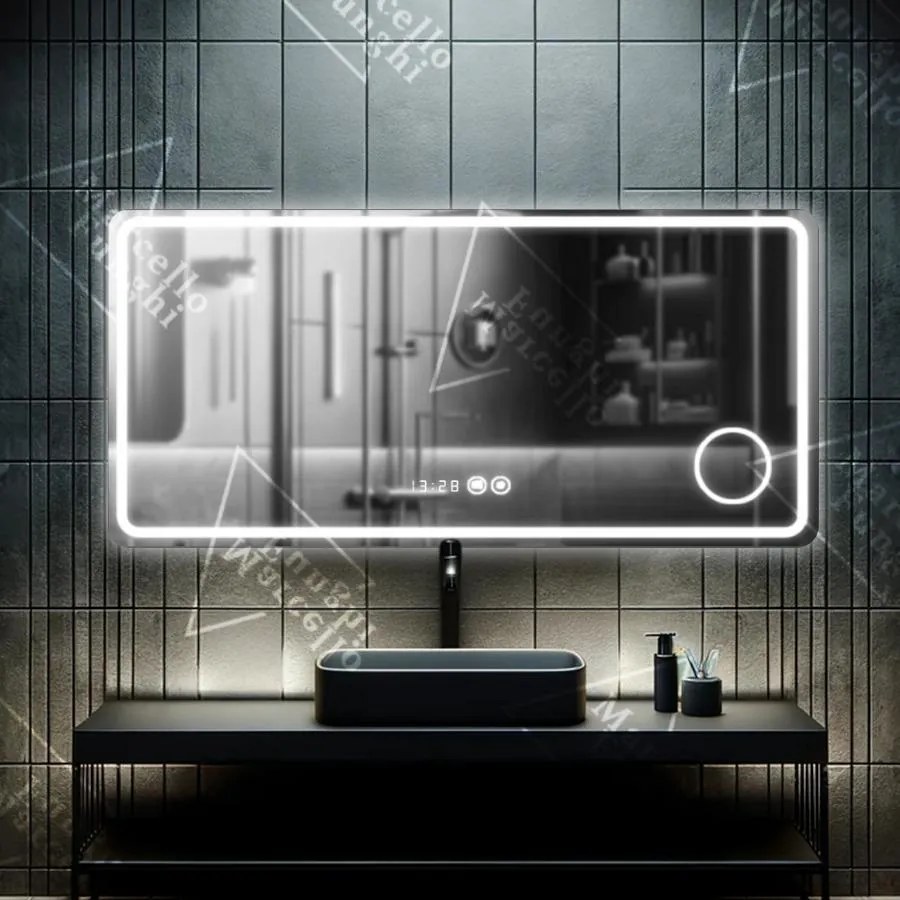 Oglindă LED Premium Touch, 90x75 cm, cu Sistem Dezaburire și Lupa Cosmetică, Model D010/90x75 - Design Modern și Funcționalitate Perfectă