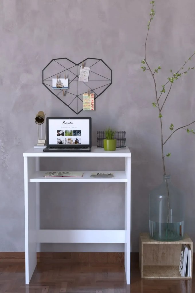 Birou compact 60×75×45 cm – PAL alb economic