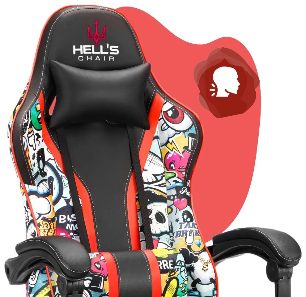 Scaun gaming pentru copii HC - 1005 HERO Graffiti culoare deschisă