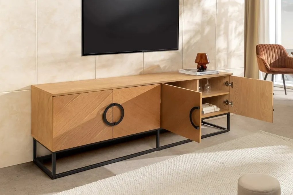 Comoda TV GRANDEZZA 180cm stejar natural