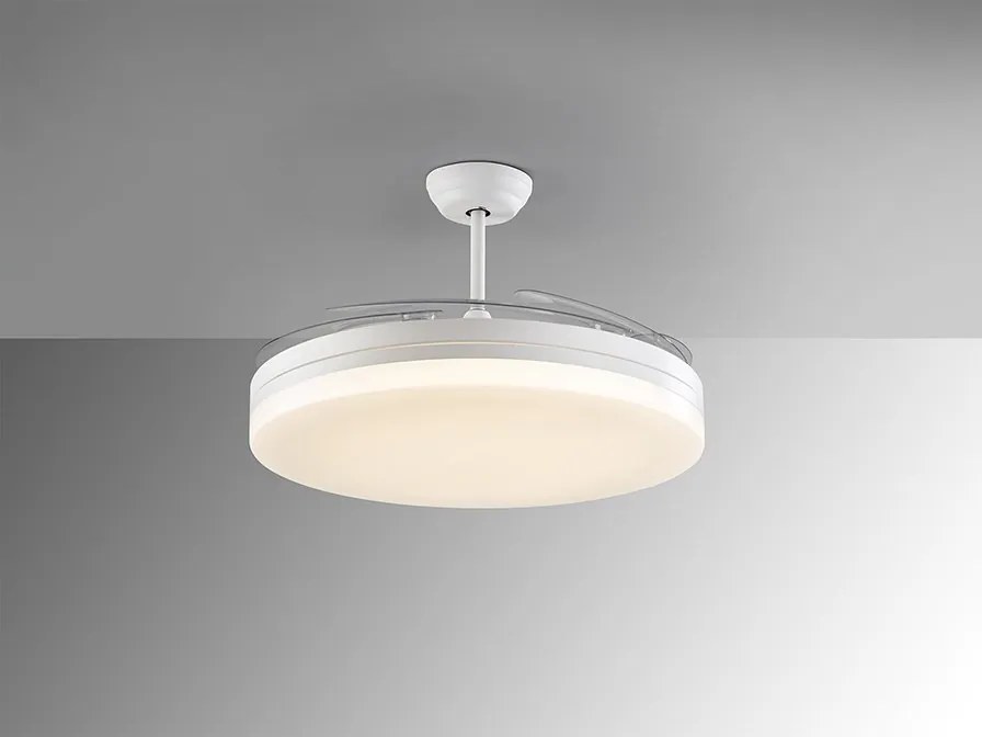 Lustra LED cu Ventilator si telecomanda, lame retractabile Vento alb