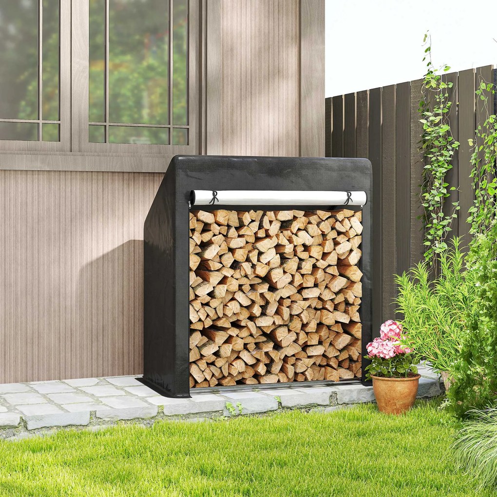 Outsunny Suport de Lemne de Exterior din Oțel cu Acoperire Impermeabilă 100x60x110 cm | Aosom Romania