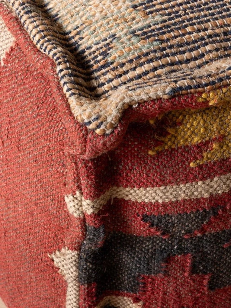 Puf kilim cubic pentru picioare, din bumbac și lână, multicolor, 45,5 x 45,5 x 45,5 cm, „Tikana”