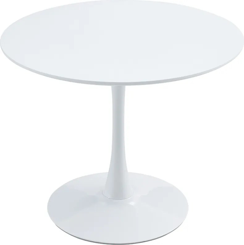 Masă dining, rundă, alb mat, diametru 80 cm, REVENTON NEW