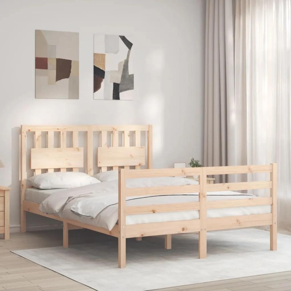 3194291 vidaXL Cadru de pat cu tăblie, 140x190 cm, lemn masiv