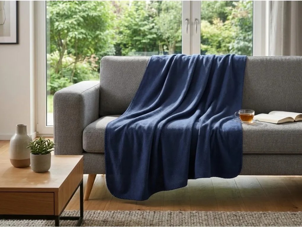 Patura din fleece FLEORA, albastru inchis Dimensiune: 150 x 200 cm