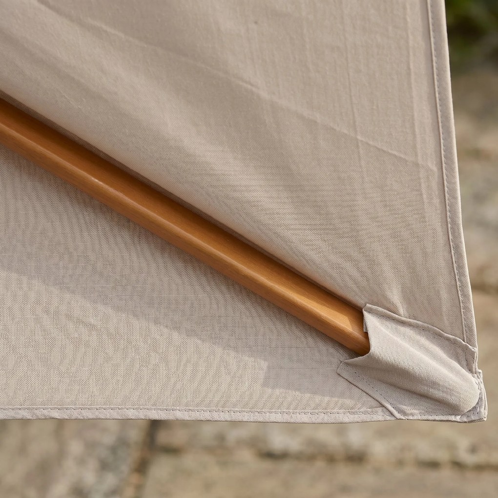 Outsunny Umbrelă de Grădină 2x3m Parasolar Impermeabil din Lemn Lacuit cu Copertină Detașabilă Gri | Aosom Romania