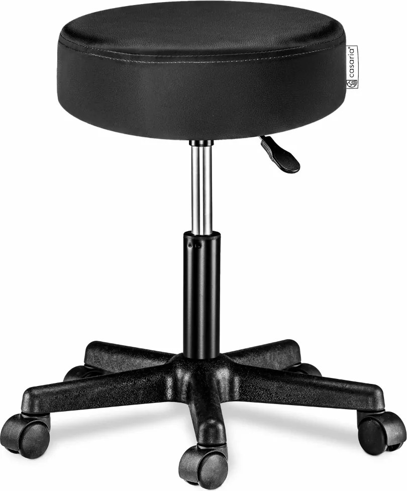 Taburet pe roți BONY, Ø35cm, negru Casaria