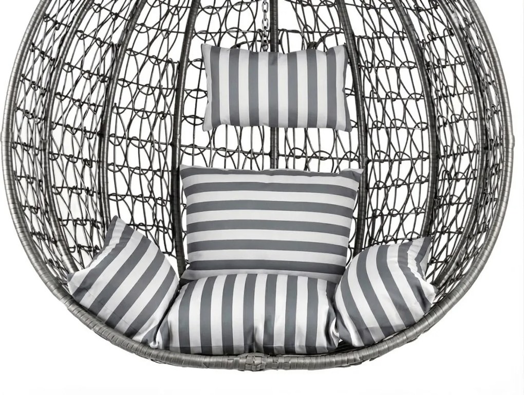 Scaun suspendat gri KOKON fara stativ, perna alb-gri