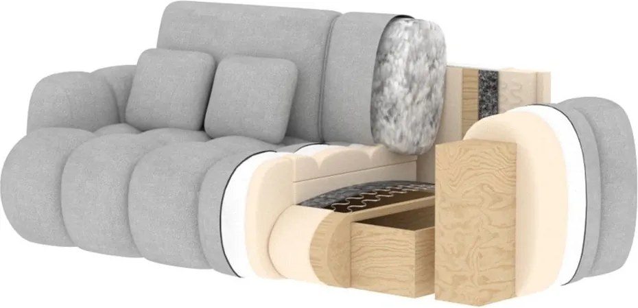 Canapea bej extensibilă cu tapițerie din țesătură bouclé 256 cm Cotonn – ELTAP