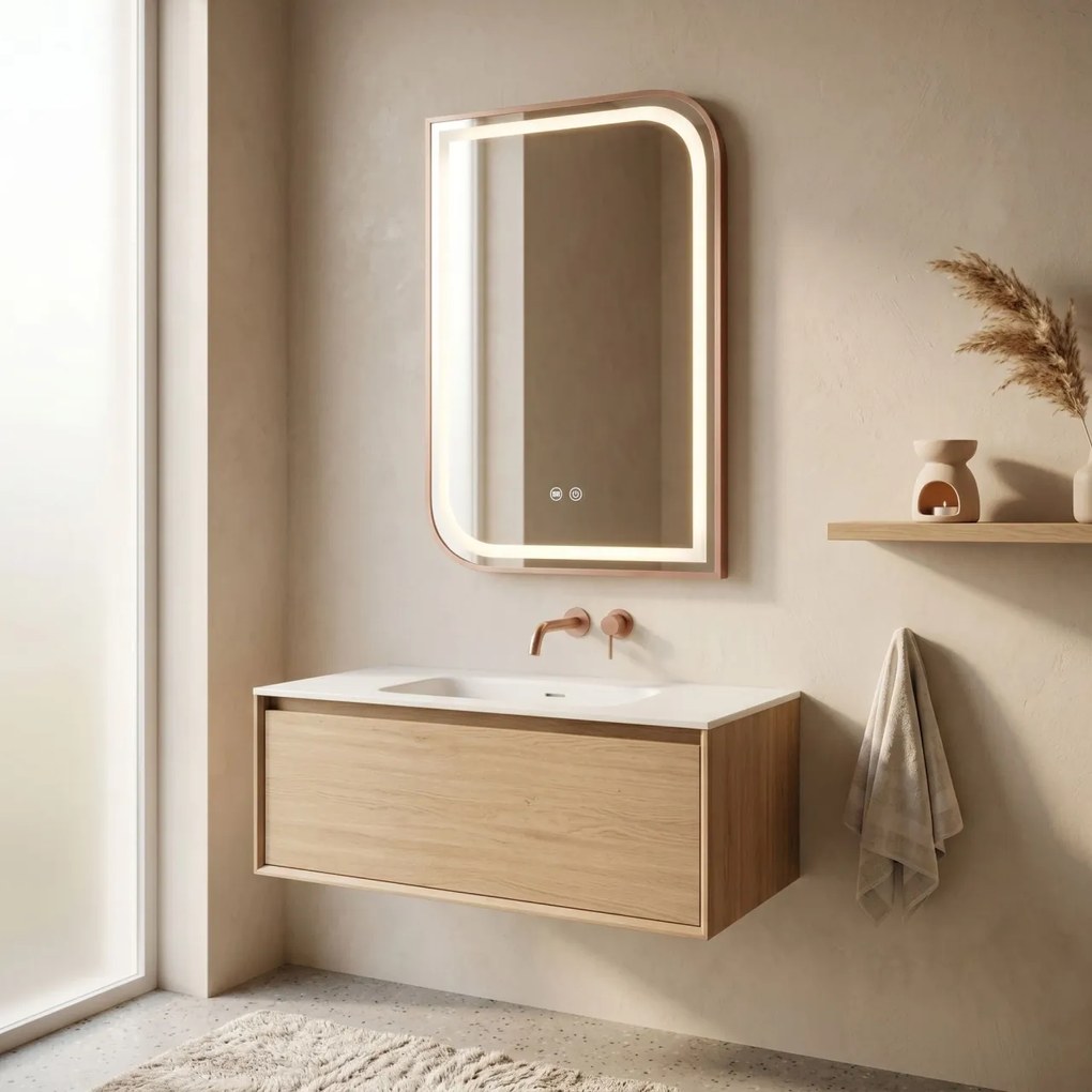 Oglindă LED ZONE 70x50 BRUSH ROSE GOLD