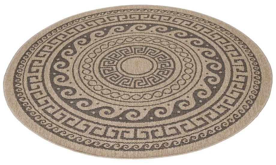 Covor de exterior negru/bej rotund ø 120 cm Comilla – Ayyildiz Carpets