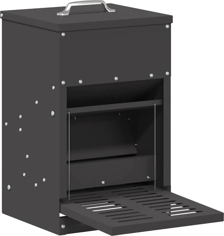 vidaXL Hrănitor cu pedale pentru pui Negru 25 x 42 x 40 cm