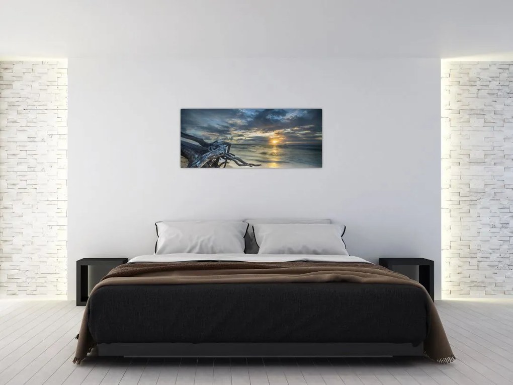 Tablou cu marea în apus de soare (120x50 cm)