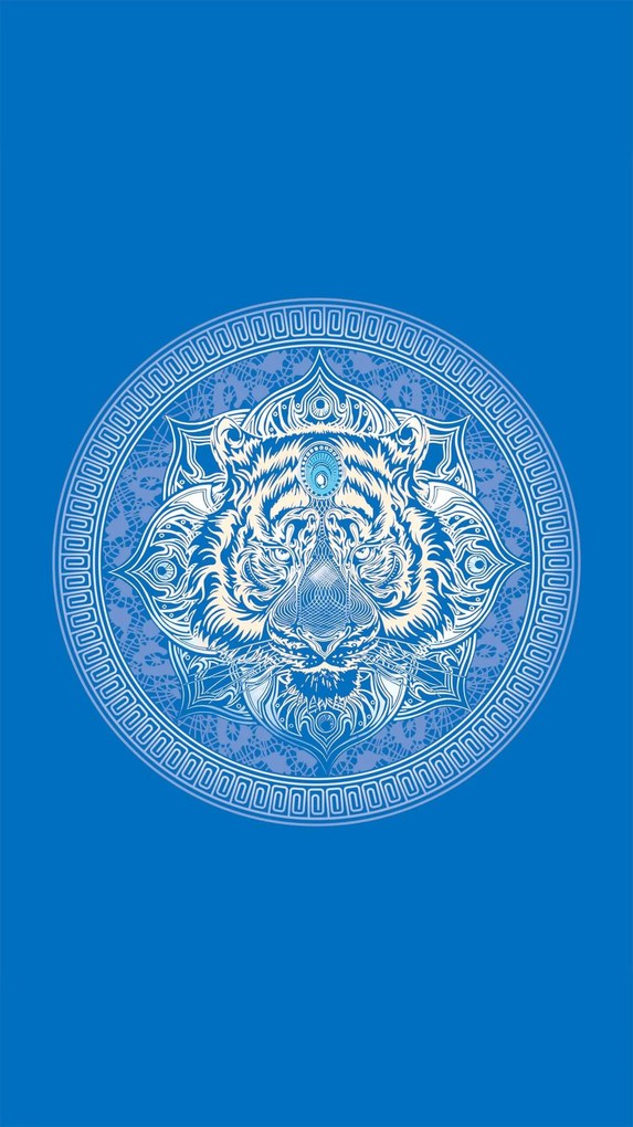 Prosop plaja TIGER 100x180 cm albastru, 100% microfibra