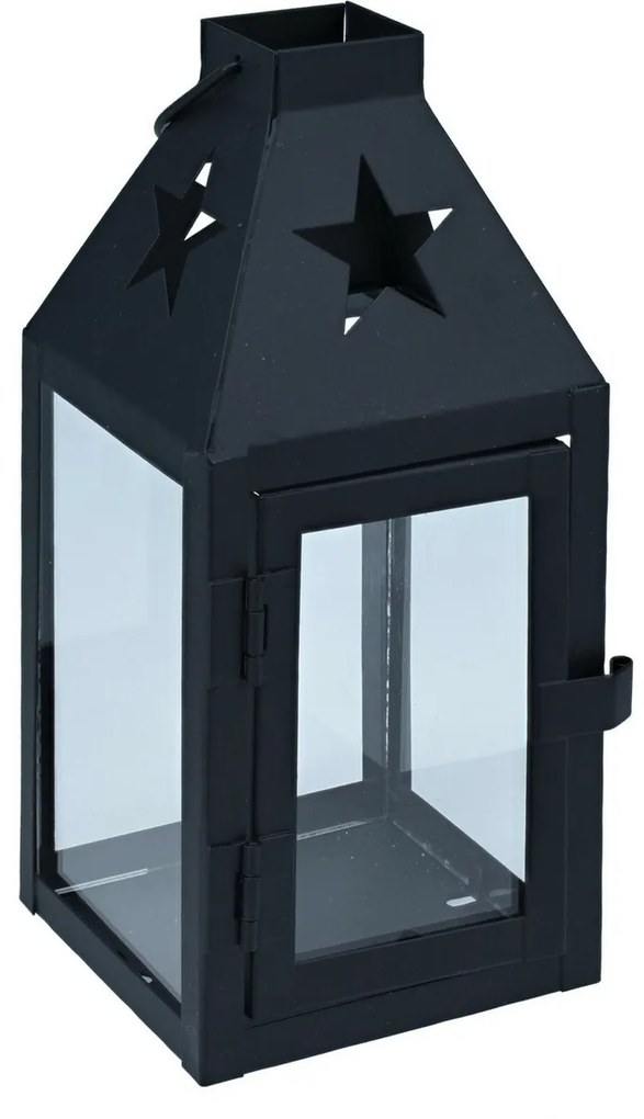 Felinar de metal Hey Star negru, 8 x 8 x 17 cm
