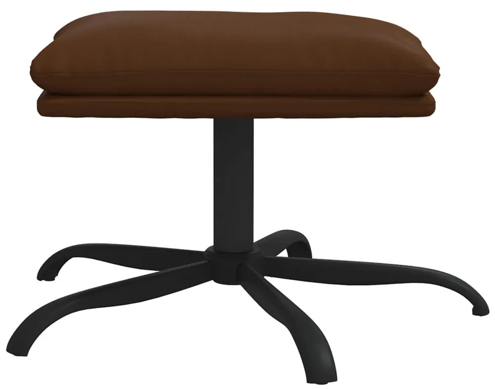 Taburet, maro, 45x29,5x39 cm, piele ecologica lucioasa Maro, Picior negru in forma de stea