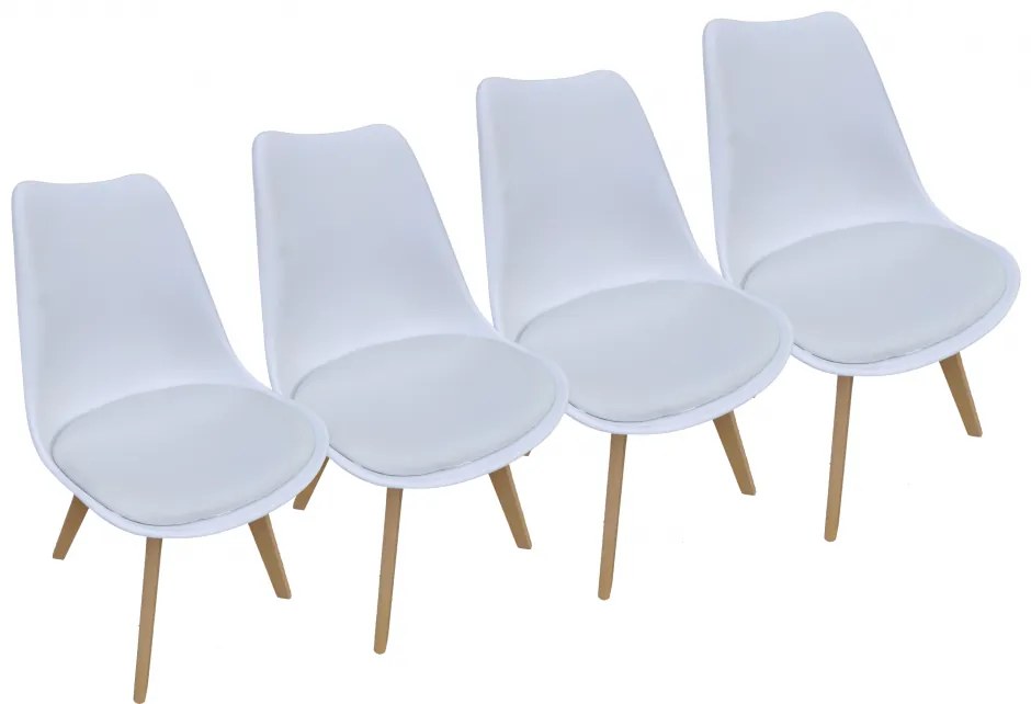 Set de scaune stil scandinav alb BASIC 3 + 1 GRATIS!