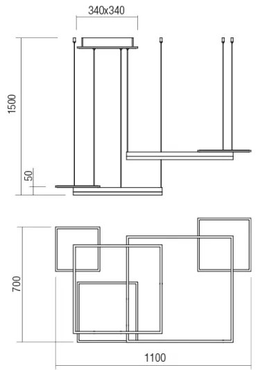 Redo 01-2615 - Lustră LED dimmabilă suspendată pe cablu SIGUA LED/137W/230V CRI 90, auriu