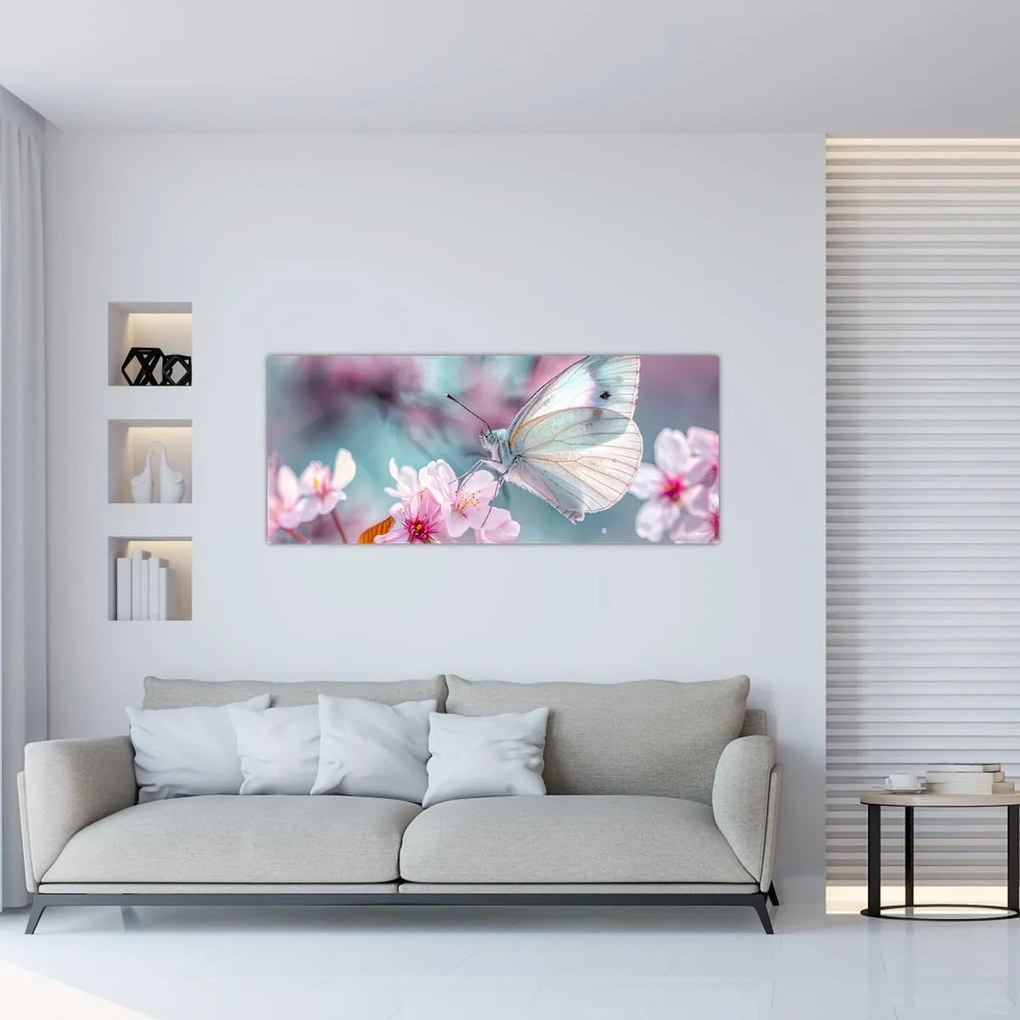 Tablou - Fluture pe un cireș (120x50 cm)