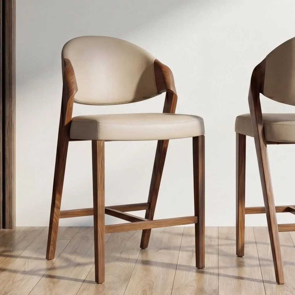 Scaun de bar din lemn si piele sintetica Mink