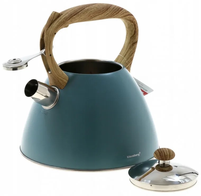 Ceainic cu fluier Klausberg KB 7263, 22 cm, 3 L, Inductie, Otel, Albastru