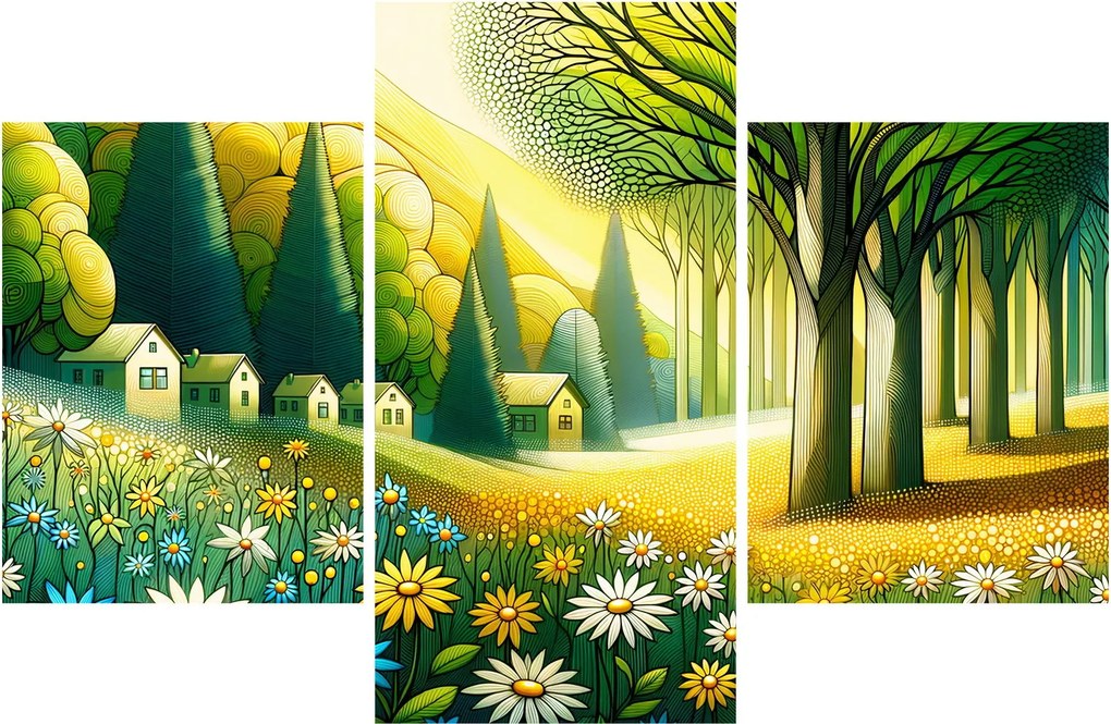 Tablou - Sat în galben-verde (90x60 cm)