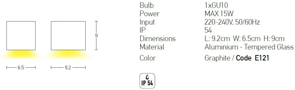 Aplica de perete pentru iluminat exterior, IP54 Giur grafit