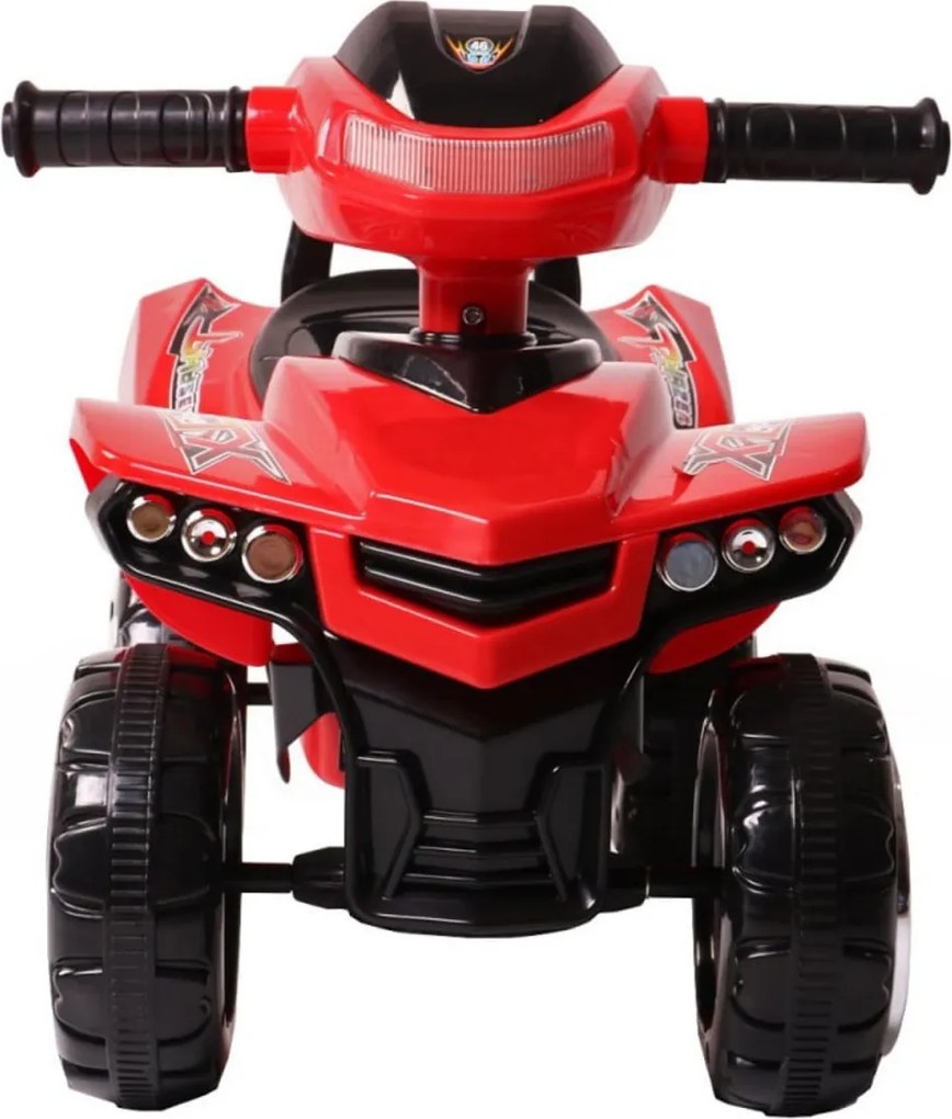 Masinuta cu Functie de Trotineta Fara Pedale Pentru Copii NOVOKIDS™ ATV No Fear Rider, Maxim 25 Kg, Cu Melodii, Sezut comfortabil, Rosu cu Negru