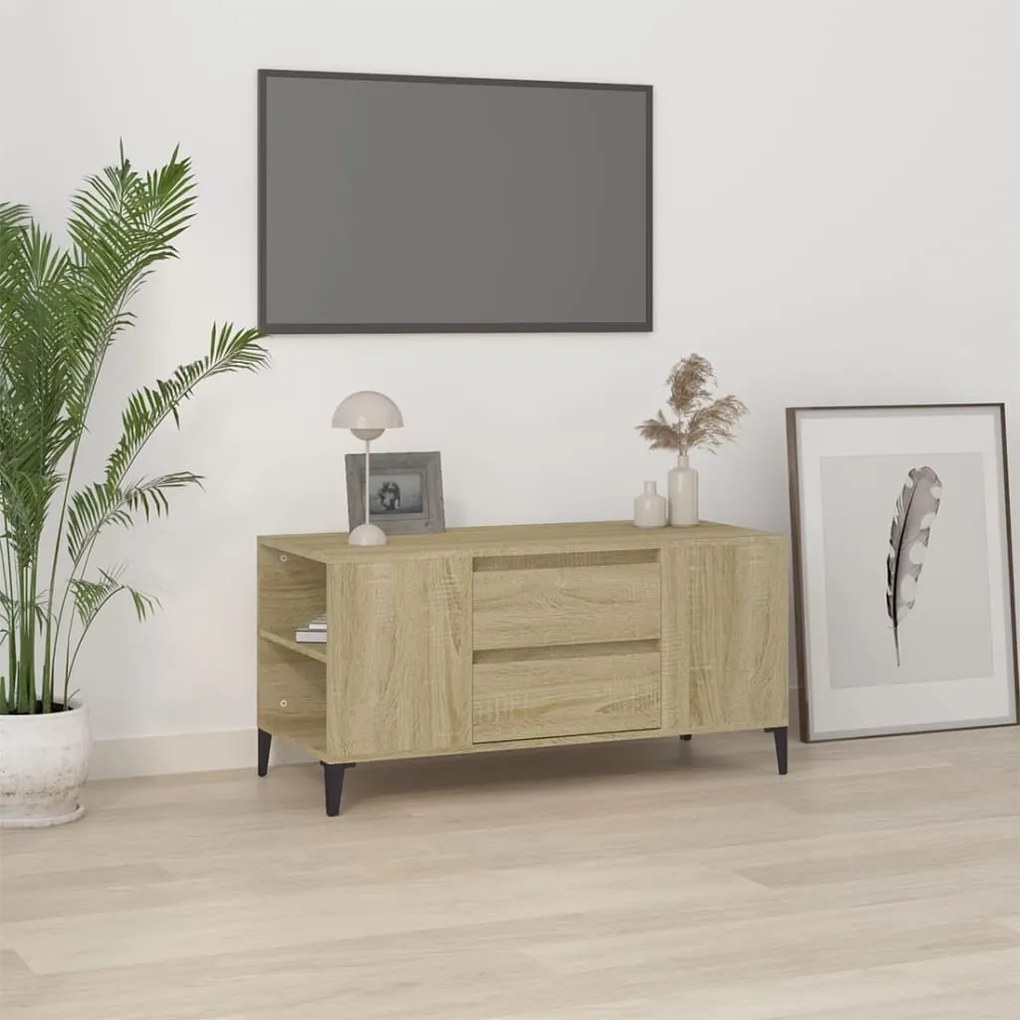 vidaXL Comodă TV, stejar sonoma, 102x44,5x50 cm, lemn prelucrat