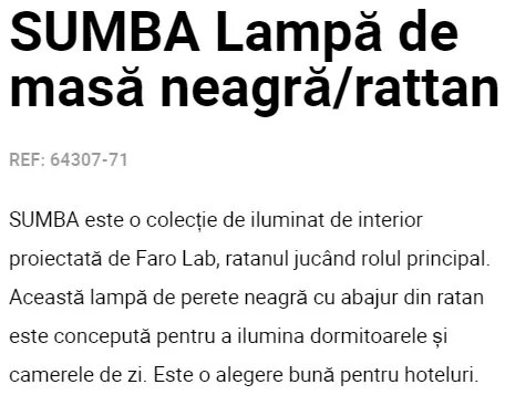 Aplica de perete design natural din ratan SUMBA