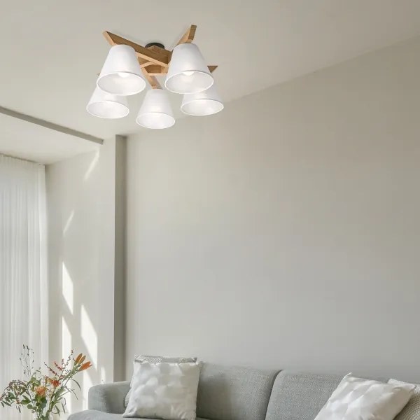 Lustră aplicată Brilagi ANTHONY 5xE14/40W/230V stejar/alb