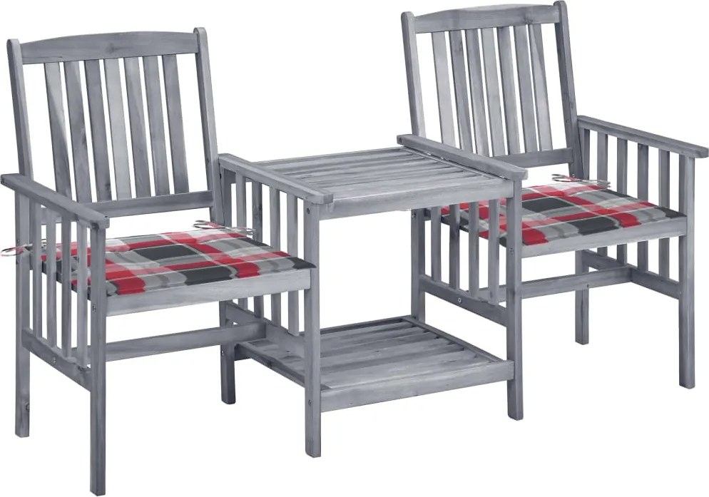 vidaXL Scaune de grădină cu masă de ceai și perne, lemn masiv acacia