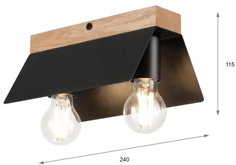 Plafonieră ESME 2xE27/15W/230V negru/stejar