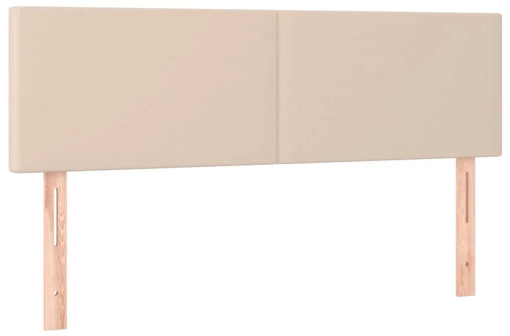 Pat box spring cu saltea, cappuccino, 140x200cm piele ecologica Cappuccino, 140 x 200 cm, Design simplu