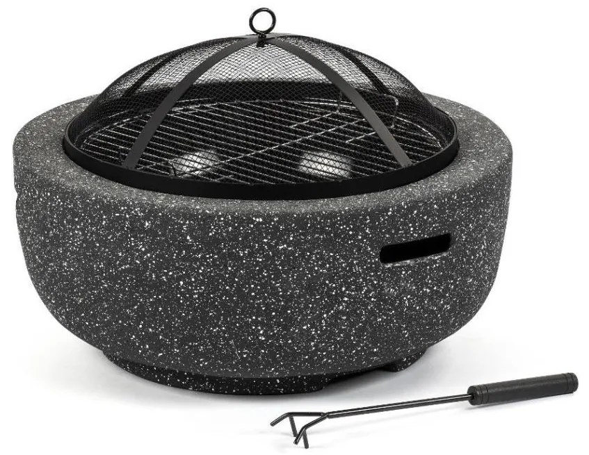 Vatră portabilă rotundă cu grătar Fieldmann antracit