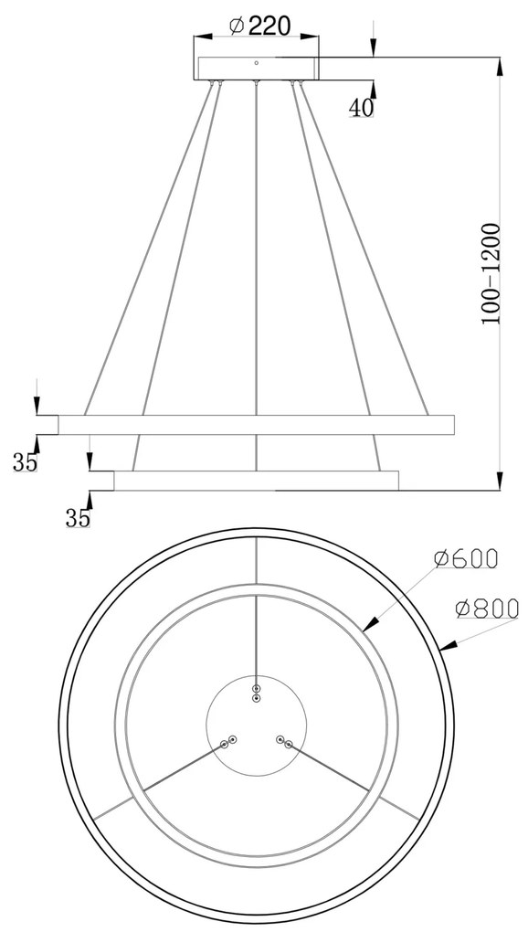 Suspensie Rim Maytoni Led, Negru, MOD058PL-L74B4K, Germania