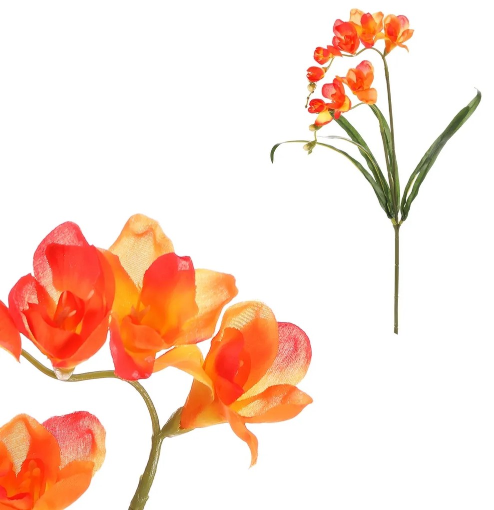 Floare artificială Frezie, portocaliu, 15 x 5 x 60cm